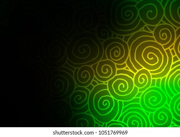 Dark Green, Yellow vector indian curved template. Colorful abstract illustration with lines in Asian style. Hand painted design for web, leaflet, textile.