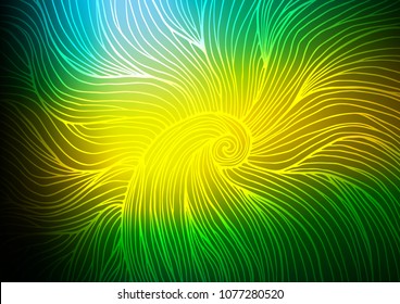 Dark Green, Yellow vector indian curved pattern. Colorful illustration in abstract style with doodles and Zen tangles. The elegant pattern can be used as a part of a brand book.