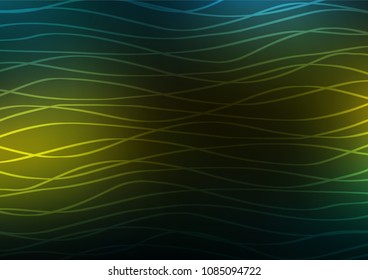 Dark Green, Yellow vector indian curved template. Sketchy hand drawn doodles on blurred background. Hand painted design for web, wrapping, wallpaper.
