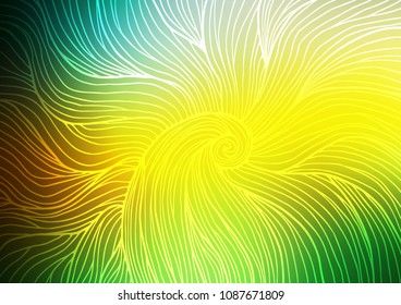Dark Green, Yellow vector indian curved texture. Sketchy hand drawn doodles on blurred background. The pattern can be used for coloring books and pages for kids.