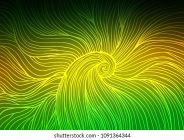 Dark Green, Yellow vector indian curved template. Geometric doodle illustration in Origami style with gradient. Brand-new style for your business design.