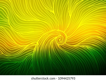 Dark Green, Yellow vector indian curved pattern. A completely new color illustration in doodle style. The completely new template can be used for your brand book.