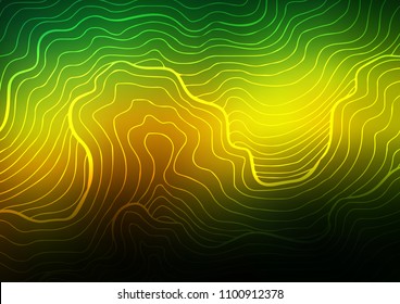 Dark Green, Yellow vector indian curved background. A completely new color illustration in doodle style. Hand painted design for web, wrapping, wallpaper.