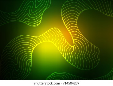 Dark Green, Yellow vector indian curved texture. Decorative shining illustration with doodles on abstract template. The elegant pattern can be used as a part of a brand book.