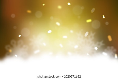 Dark Green, Yellow vector layout with bright snowflakes. Shining colored illustration with snow in christmas style. New year design for your ad, poster, banner.