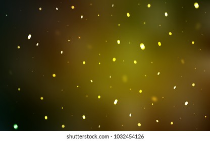 Dark Green, Yellow vector layout with bright snowflakes. Decorative shining illustration with snow on abstract template. The template can be used as a new year background.