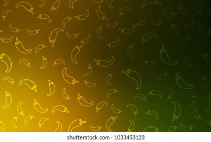 Dark Green, Yellow vector layout with peppers. Decorative shining illustration with peppers on abstract template. Pattern for ad, booklets, leaflets of restaurants.