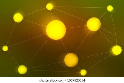 Dark Green, Yellow vector layout with circles, lines. Colorful illustration with circles and lines in futuristic style. Pattern can be used for futuristic ad, booklets.