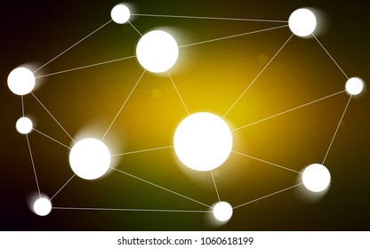 Dark Green, Yellow vector layout with circles, lines. Glitter abstract illustration with connection of triangle structure. New design for ad, poster, banner of your website.