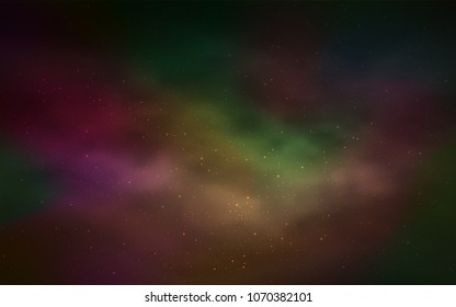 Dark Green, Yellow vector layout with cosmic stars. Glitter abstract illustration with colorful cosmic stars. Smart design for your business advert.