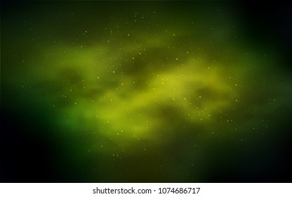 Dark Green, Yellow vector layout with cosmic stars. Blurred decorative design in simple style with galaxy stars. Pattern for astronomy websites.