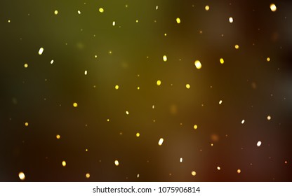 Dark Green, Yellow vector layout with bright snowflakes. Blurred decorative design in xmas style with snow. New year design for your business advert.
