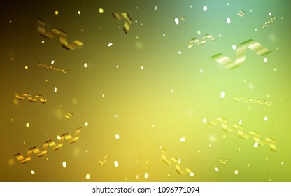 Dark Green, Yellow vector layout with festival confetti. Beautiful colored illustration with ribbon in celebration style. New design for ad, poster, banner of your Party.