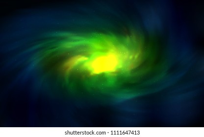 Dark Green, Yellow vector layout with cosmic stars. Shining illustration with sky stars on abstract template. Template for cosmic backgrounds.
