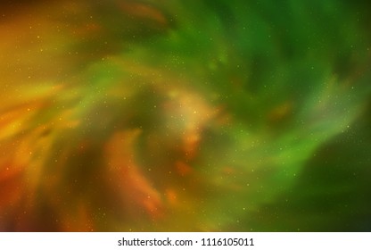 Dark Green, Yellow vector layout with cosmic stars. Space stars on blurred abstract background with gradient. Pattern for astronomy websites.
