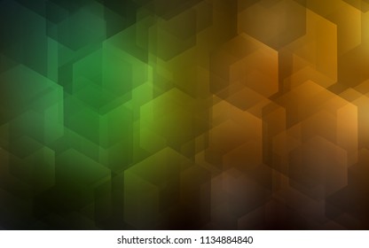 Dark Green, Yellow vector layout with hexagonal shapes. Glitter abstract illustration in hexagonal style. Pattern can for your ad, booklets.