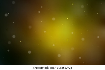 Dark Green, Yellow vector layout with circle shapes. Blurred decorative design in abstract style with bubbles. Pattern can be used for futuristic ad, booklets.