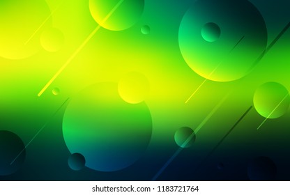 Dark Green, Yellow vector layout with circle shapes. Illustration with set of shining colorful abstract circles. Pattern can be used as texture of wallpapers.