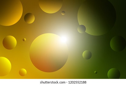 Dark Green, Yellow vector layout with circle shapes. Illustration with set of shining colorful abstract circles. Completely new template for your brand book.
