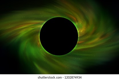 Dark Green, Yellow vector layout with a black hole, universe. Illustration with colorful milky way stars and a black hole. Black Friday design for ads, commercials.