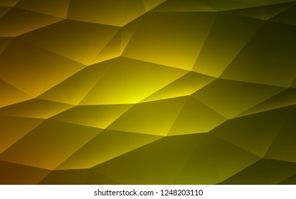 Dark Green, Yellow vector layout with lines, triangles. Triangles on abstract background with colorful gradient. Pattern can be used for websites.