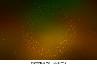 Dark Green, Yellow vector layout with cosmic stars. Shining illustration with sky stars on abstract template. Pattern for futuristic ad, booklets.