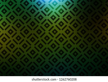 Dark Green, Yellow vector layout with lines, rectangle. Colorful illustration with lines, cubes on abstract template. Backdrop for TV commercials.