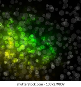 Dark Green, Yellow vector layout with circles. Abstract decorative design in gradient style with bubbles. Design for your commercials.