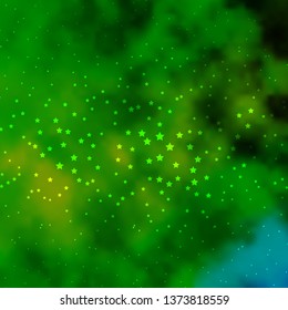 Dark Green, Yellow vector layout with bright stars. Shining colorful illustration with small and big stars. Best design for your ad, poster, banner.