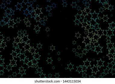 Dark Green, Yellow vector layout with bright stars. Blurred decorative design in simple style with stars. The pattern can be used for new year ad, booklets.