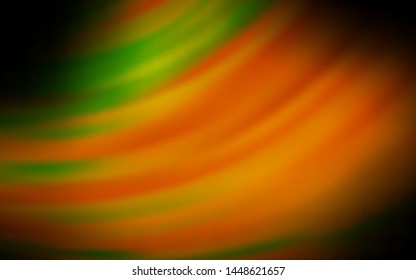Dark Green, Yellow vector layout with curved lines. A shining illustration, which consists of curved lines. Template for cell phone screens.