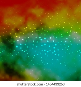 Dark Green, Yellow vector layout with bright stars. Blur decorative design in simple style with stars. Theme for cell phones.