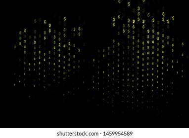 Dark Green, Yellow vector layout with banking symbols. Modern abstract illustration with symbols of money. Best design for your ad, poster, banner of money.