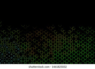 Dark Green, Yellow vector layout with circle shapes. Blurred decorative design in abstract style with bubbles. Pattern of water, rain drops.