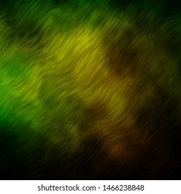 Dark Green, Yellow vector layout with circular arc. Illustration in halftone style with gradient curves. Pattern for websites, landing pages.