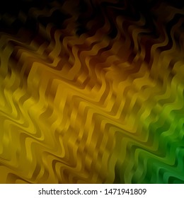 Dark Green, Yellow vector layout with circular arc. Abstract illustration with gradient bows. Pattern for websites, landing pages.