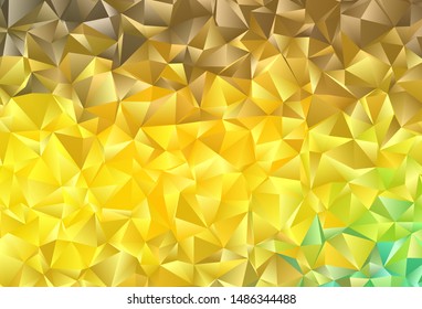 Dark Green, Yellow vector layout with lines, triangles. Triangles on abstract background with colorful gradient. Modern template for landing page.