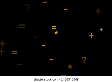 Dark Green, Yellow vector layout with algebra elements. Illustration with Numeral symbols on abstract template. Smart design for university advert.