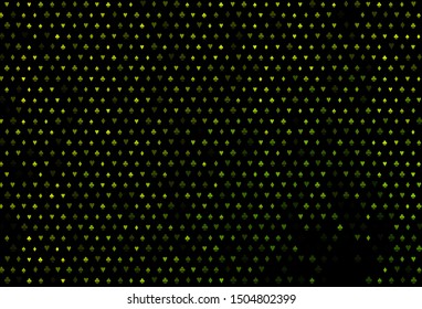 Dark Green, Yellow vector layout with elements of cards. Blurred decorative design of hearts, spades, clubs, diamonds. Design for ad, poster, banner of gambling websites.