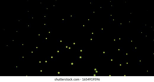 Dark Green, Yellow vector layout with bright stars. Shining colorful illustration with small and big stars. Design for your business promotion.