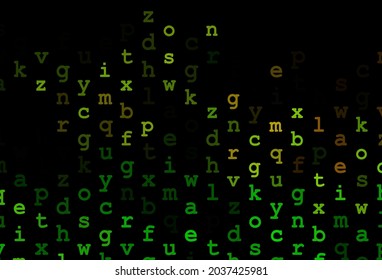 Dark green, yellow vector layout with latin alphabet. Shining illustration with ABC symbols on abstract template. Template can be used as a background for ads of typography.