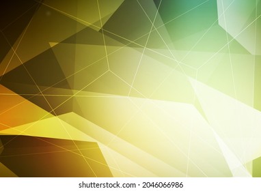 Verde oscuro, diseño vectorial amarillo con líneas, triángulos. Diseño decorativo de estilo abstracto con triángulos. Diseño moderno para su tarjeta de visita.
