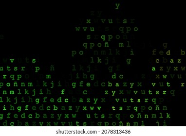 Dark green, yellow vector layout with latin alphabet. Shining illustration with ABC symbols on abstract template. The pattern can be used for ad, booklets, leaflets of education.