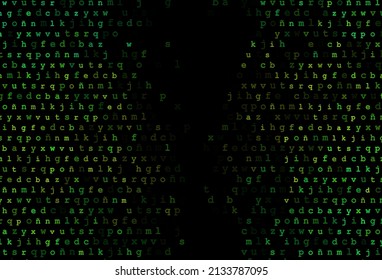 Dark green, yellow vector layout with latin alphabet. Blurred design in simple style with signs of alphabet. Smart design for your business advert of university.