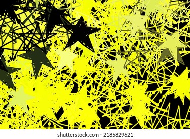 Dark Green, Yellow vector layout with bright snowflakes, stars. Gradient colorful illustration with snow in christmas style. Design for New Year ad, booklets.