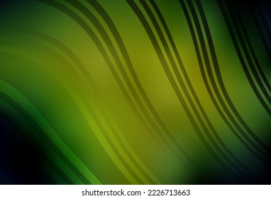 Dark Green, Yellow vector layout with curved lines. A shining illustration, which consists of curved lines. Texture for booklets, leaflets.