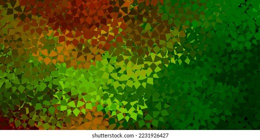 Diseño vectorial verde oscuro y amarillo con formas triangulares. Ilustración abstracta sobresaliente con una gama de triángulos coloridos. Patrón para promociones.