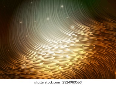 Diseño vectorial amarillo, verde oscuro con líneas curvas. Una brillante ilustración, que consiste en líneas curvas. Patrón elegante para un libro de marca.