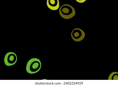 Dark Green, Yellow vector layout with circle shapes. Abstract illustration with colored bubbles in nature style. Pattern of water, rain drops.