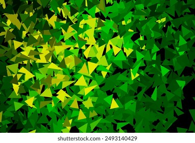 Dark Green, Yellow vector layout with lines, triangles. Decorative design in abstract style with triangles. Modern template for landing page.